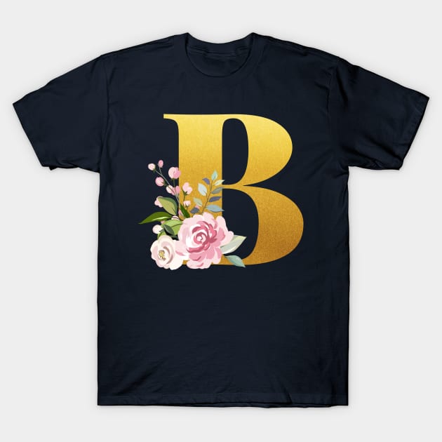 Floral Monogram Bravo Letter B T-Shirt by Bricke